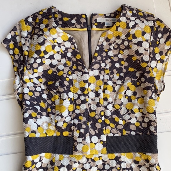 Boden Notch Neck Sheath Dress Yellow/Grey Dot Size 2 - Picture 9 of 9
